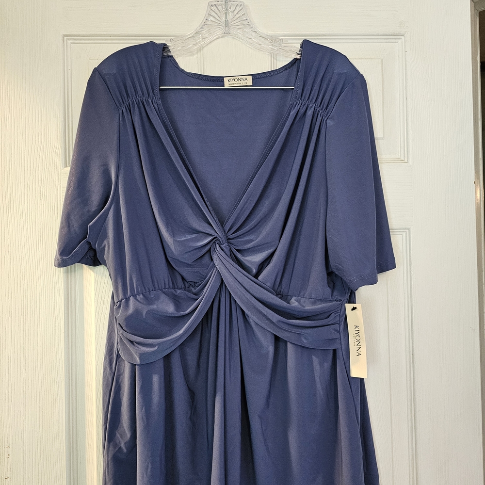 Kiyonna Elegant Periwinkle Shirt with Knot Detail, 2x, NWT